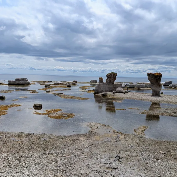 Les monolithes de l'archipel de Mingan à marée basse, sur la Côte-Nord